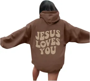 Juses Loves You Sweatshirt Faith Can Move Mountains Christian Sweatshirt for Women with Hood Jesus Is King Christ