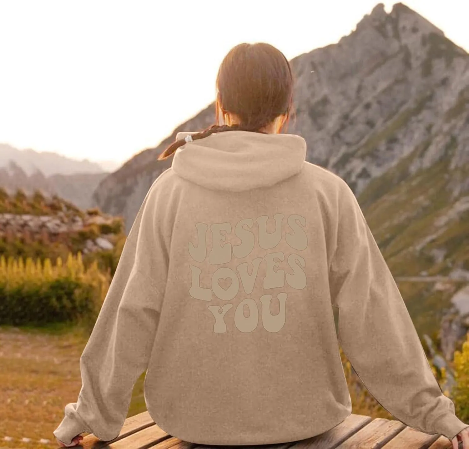 Juses Loves You Sweatshirt Faith Can Move Mountains Christian Sweatshirt for Women with Hood Jesus Is King Christ