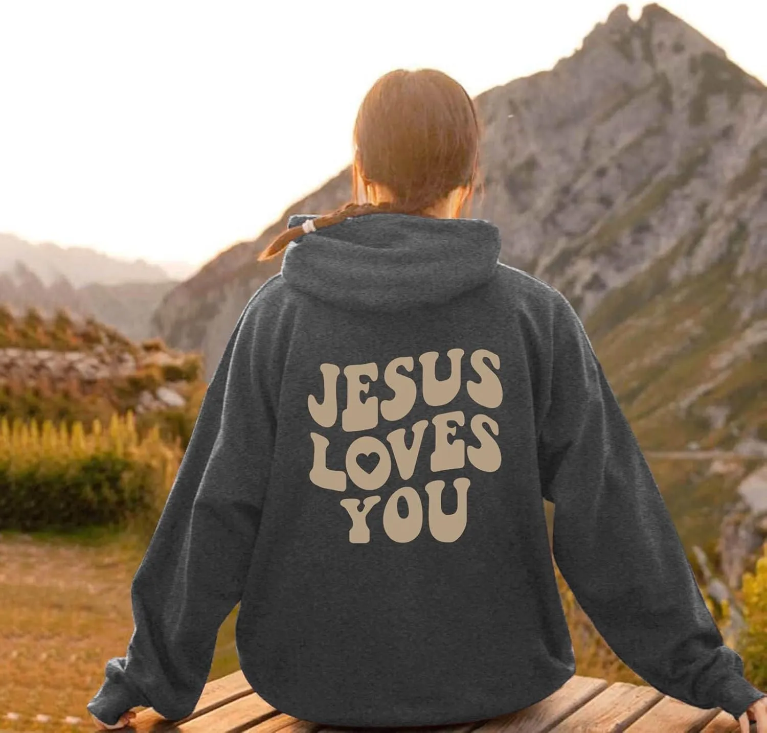Juses Loves You Sweatshirt Faith Can Move Mountains Christian Sweatshirt for Women with Hood Jesus Is King Christ