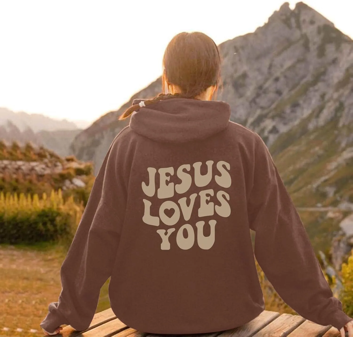 Juses Loves You Sweatshirt Faith Can Move Mountains Christian Sweatshirt for Women with Hood Jesus Is King Christ
