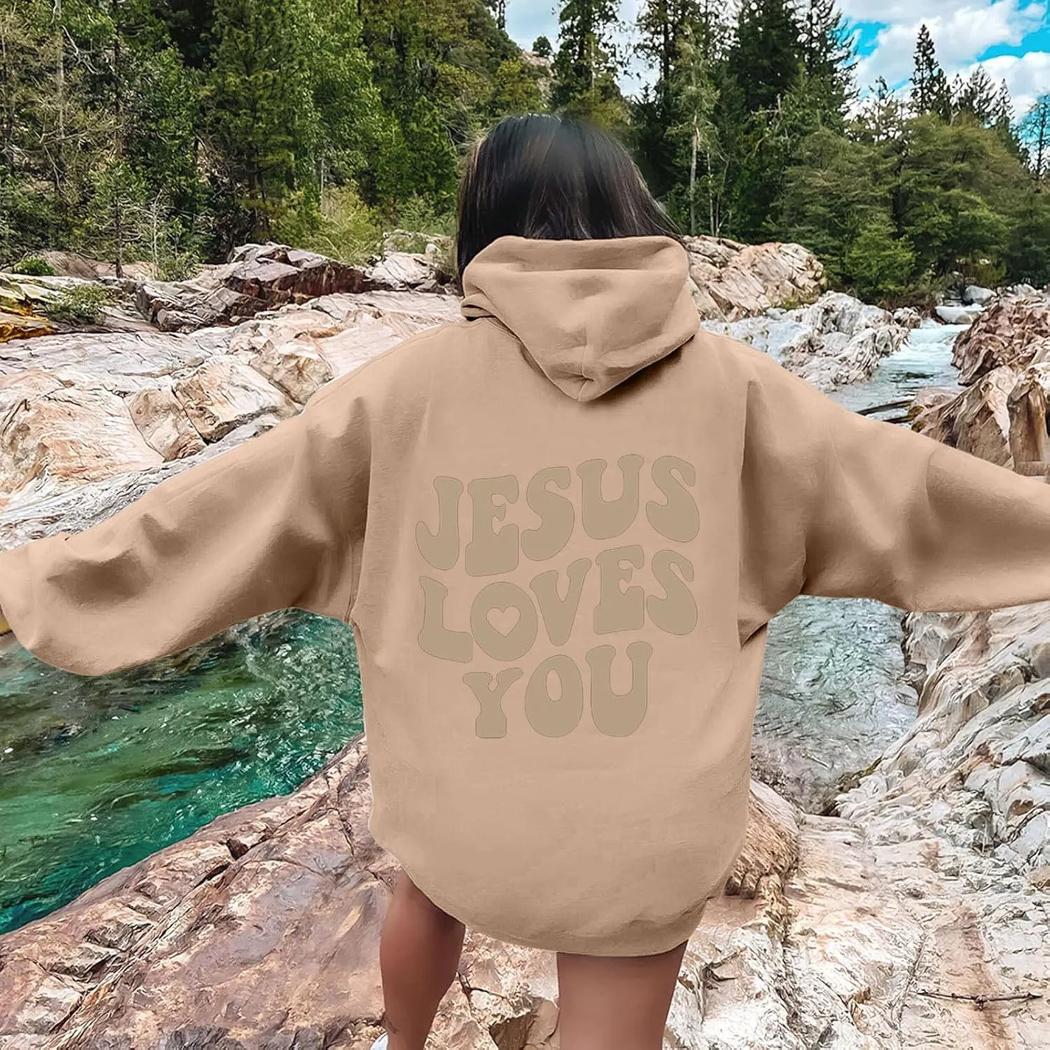 Juses Loves You Sweatshirt Faith Can Move Mountains Christian Sweatshirt for Women with Hood Jesus Is King Christ
