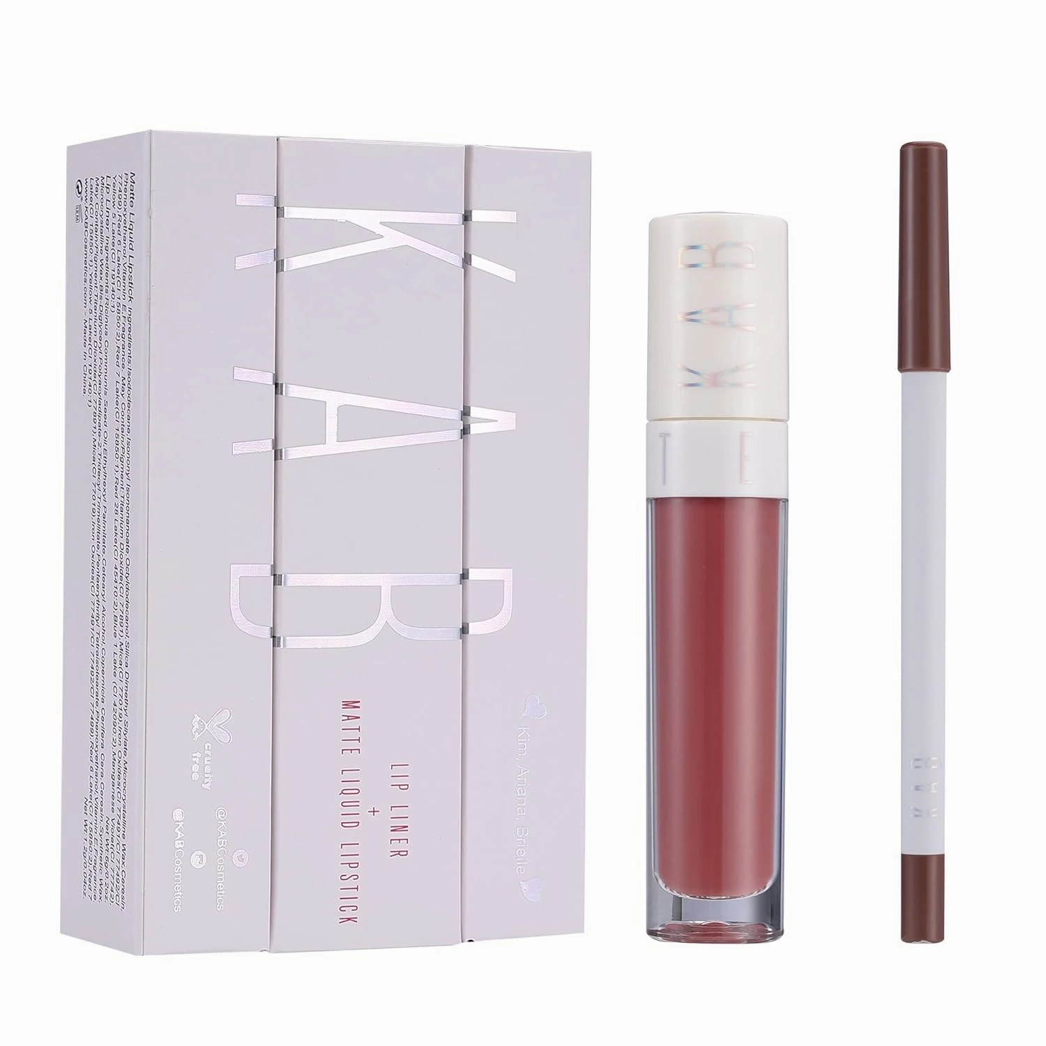 KAB Cosmetics Lip Liner & Lip Gloss Set – Creamy, Long-Lasting Lip Oil Duo (Flirty)