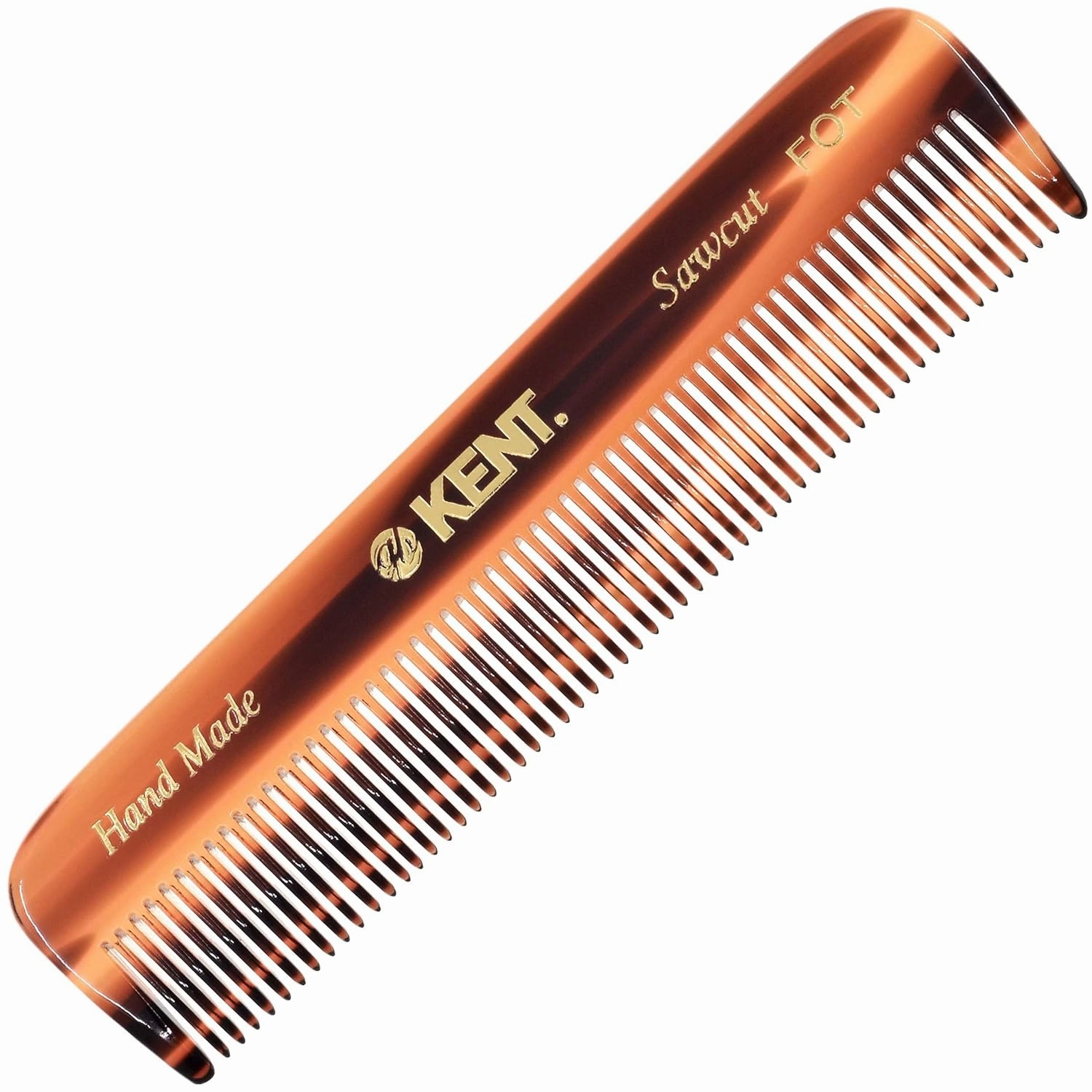 Kent FOT Handmade Fine Tooth Saw Cut Comb - Pocket Travel Styling Comb for Thinning Hair and Beards