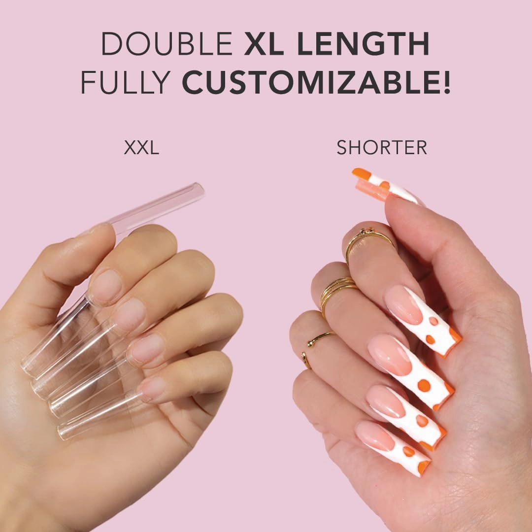 Kiara sky Nail Tips | Non C-Curve Coffin Natural | 500 pieces | XXL Length | 10 Sizes