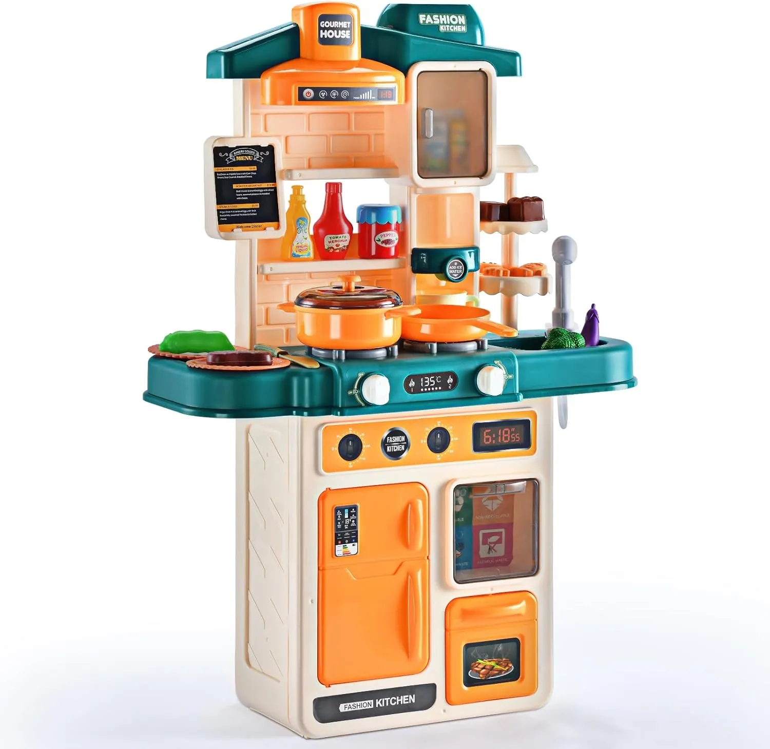 Kids Kitchen Playset, 43 Pc Set with Realistic Lights & Sounds, Role Play Kitchen Accessories for Toddlers & Kids Ages 4-8
