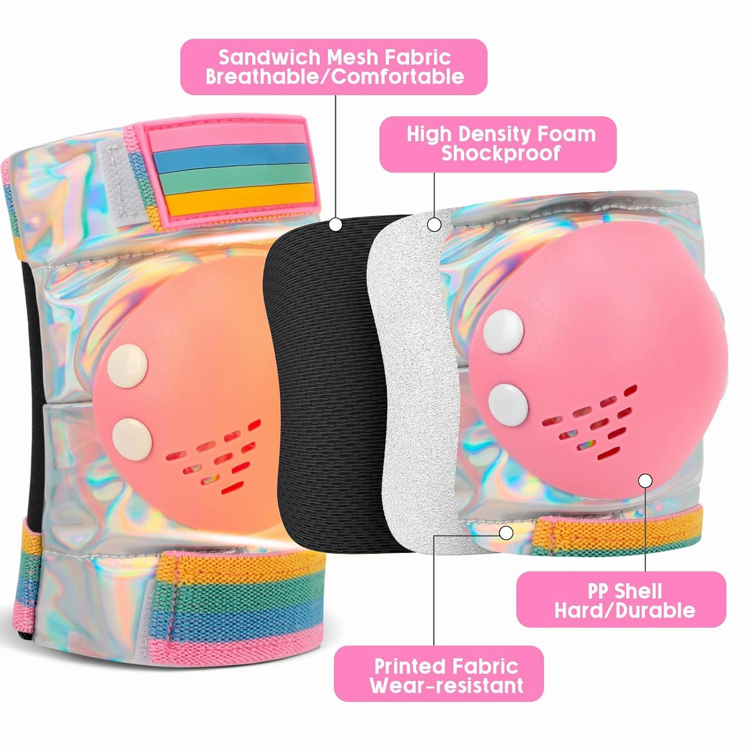 Kids Knee Pads for Girls Boys Toddler 3-8 Years Old Knee and Elbow Pads with Wrist Guards Youth Protective Gear Set for Skateboard Cycling Roller Bike Inline Scooter Skating