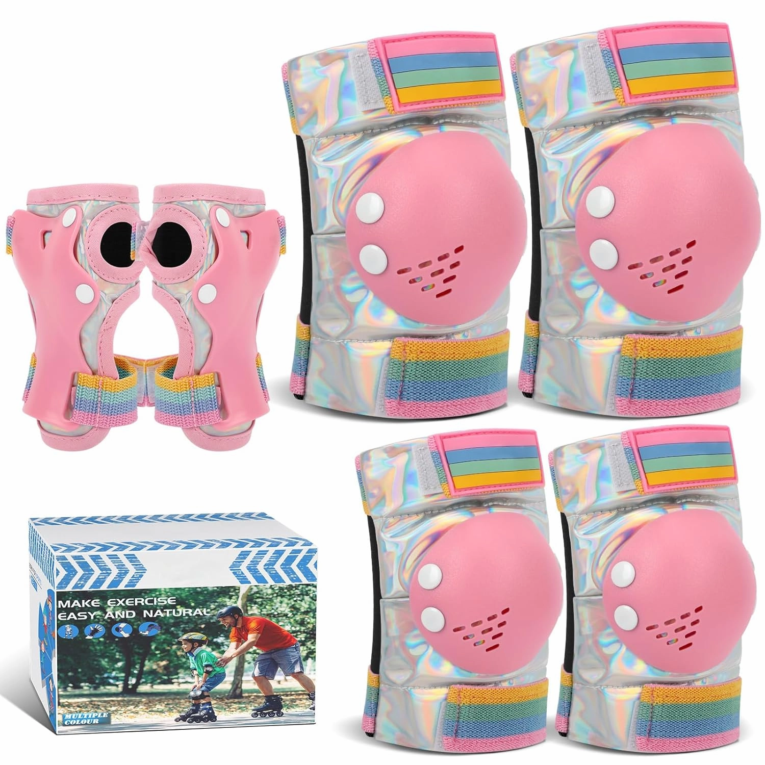 Kids Knee Pads for Girls Boys Toddler 3-8 Years Old Knee and Elbow Pads with Wrist Guards Youth Protective Gear Set for Skateboard Cycling Roller Bike Inline Scooter Skating