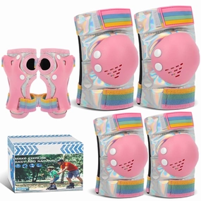 Kids Knee Pads for Girls Boys Toddler 3-8 Years Old Knee and Elbow Pads with Wrist Guards Youth Protective Gear Set for Skateboard Cycling Roller Bike Inline Scooter Skating