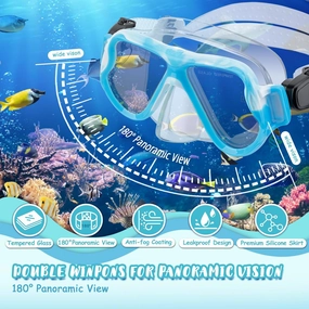 Kids Snorkel Set for Ages 6-14, Snorkeling Gear for Kids with Dry Top Snorkel Anti-Leak Anti-Fog Panoramic View Snorkel Mask, Boys Girls Junior Teens Snorkeling Set for Swimming Snorkeling