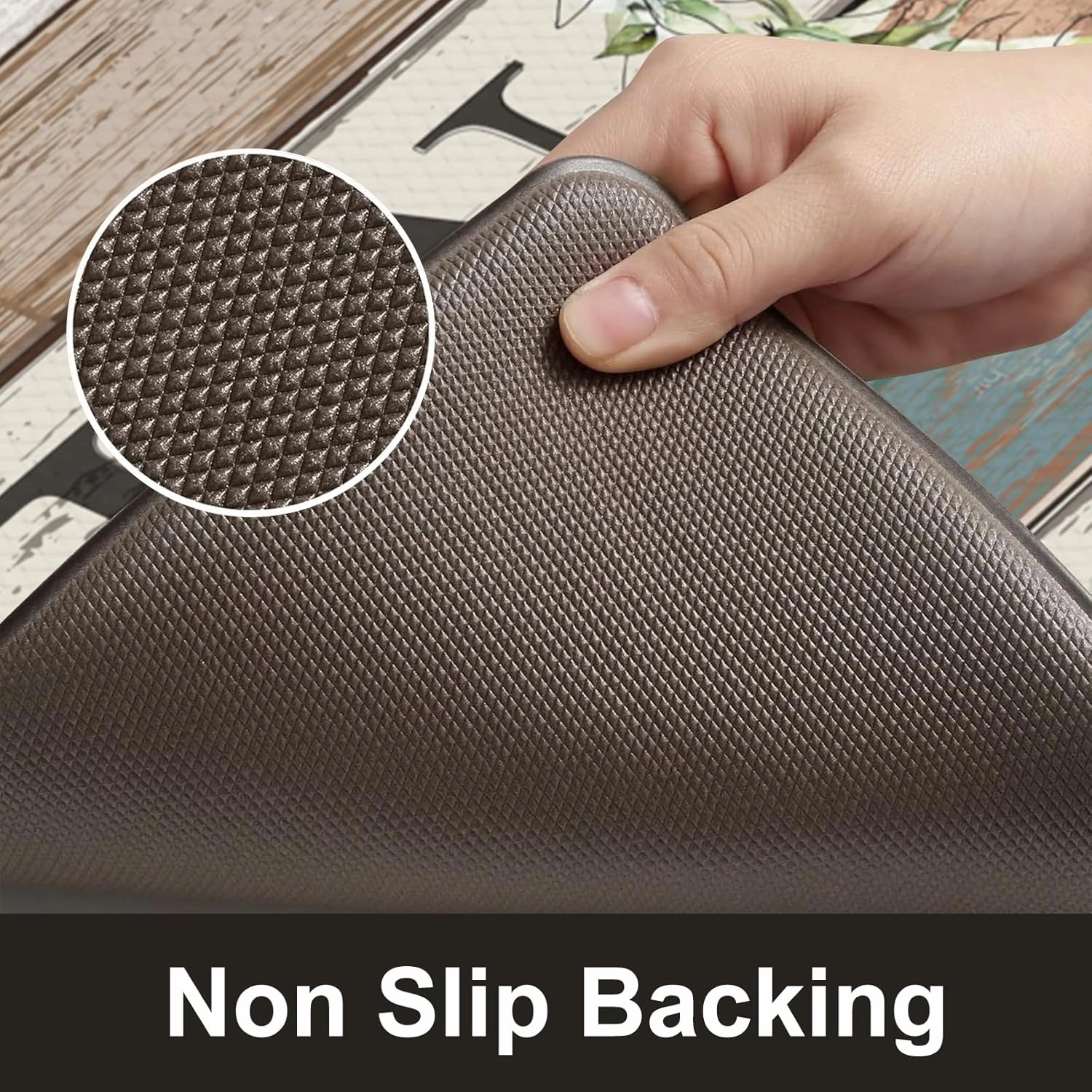 KIMODE Kitchen Mats 2PCS,Cushioned Anti Fatigue Farmhouse Kitchen Rugs and Mats,Non Skid Waterproof Kitchen Mats for Floor,Comfort Foam Standing Desk Mat for Home,Office,Sink,Laundry