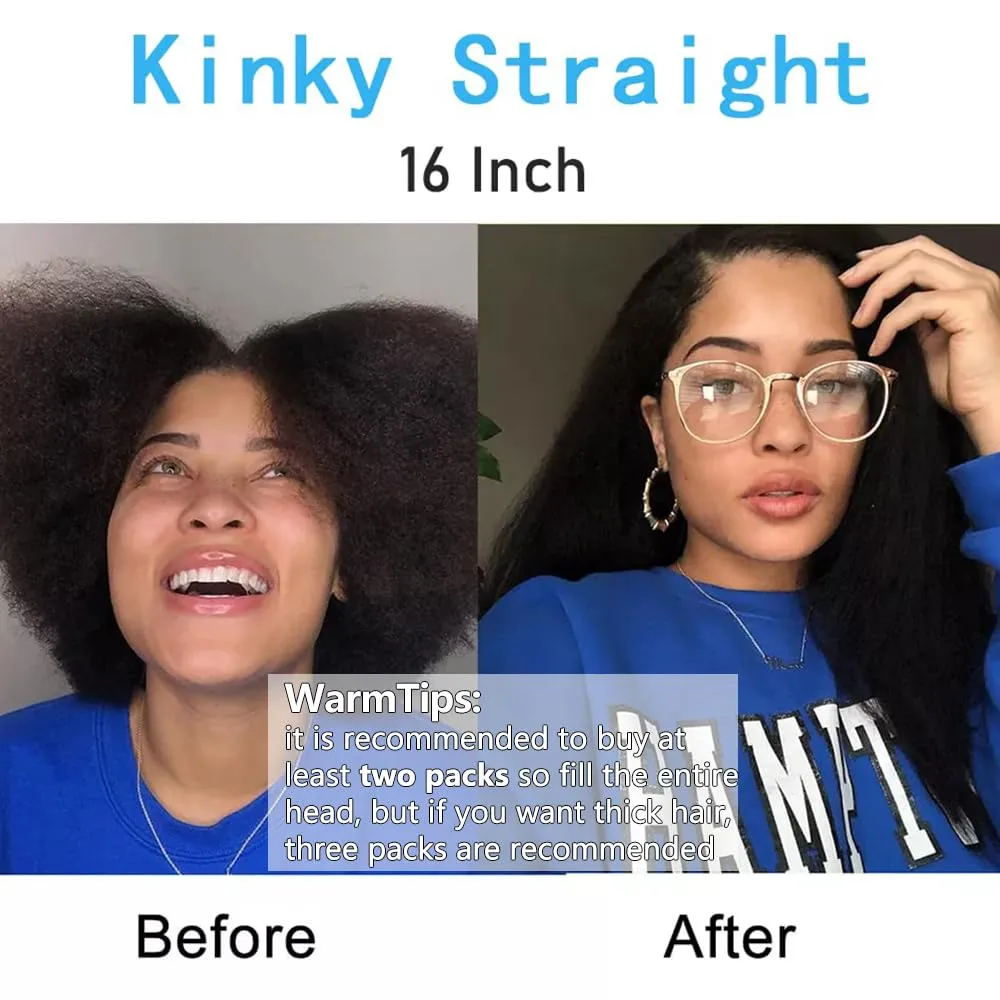 Kinky Straight Clip in Hair Extensions Real Human Hair 8Pcs Remy Human hair Clip ins for Women, Natural Human Hair 120g 20inch #1B Natural Black