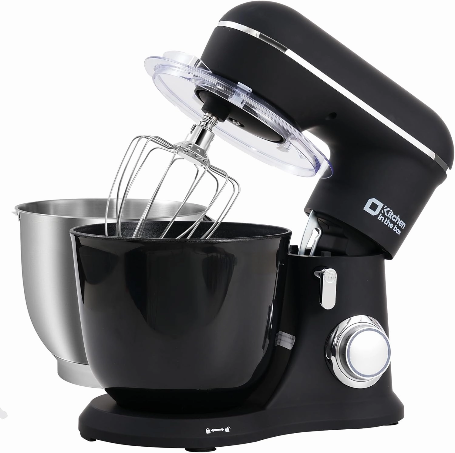 Kitchen in the box Stand Mixer, 4.5QT 5QT Two bowls Electric Food Mixer, 10 Speeds 3-IN-1 Kitchen Mixer for Daily Use with Egg Whisk,Dough Hook,Flat Beater (Onyx Black, 5QT)