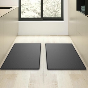 Kitchen Mats for Floor, 2PCS Kitchen Rugs, Cushioned Anti-Fatigue Waterproof Non-Slip Kitchen Mats Set, Ergonomic Comfort Standing Mat for Kitchen, Floor, Home, Office, 17.3"x29.5" 17.3"x29.5", Black
