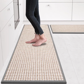 Kitchen Rugs and Mats Non Skid Washable Set of 2 PCS, Absorbent Runner Rugs for Kitchen, Front of Sink, Kitchen Mats for Floor, 17.3"x 47" 17.3"x 29" (Gray)