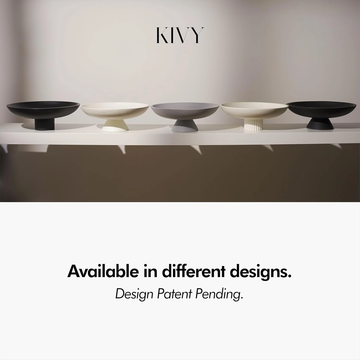 KIVY Concrete Fruit Bowl for Kitchen Counter - Large Decorative Pedestal Bowl for Home Decor - Modern Key Bowl for Entryway Table - White