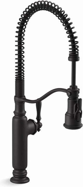 KOHLER 77515-BL Tournant Semi-Professional Pull-Down Kitchen Sink Faucet, Commercial Kitchen Faucet with Pull Down Sprayer, Matte Black