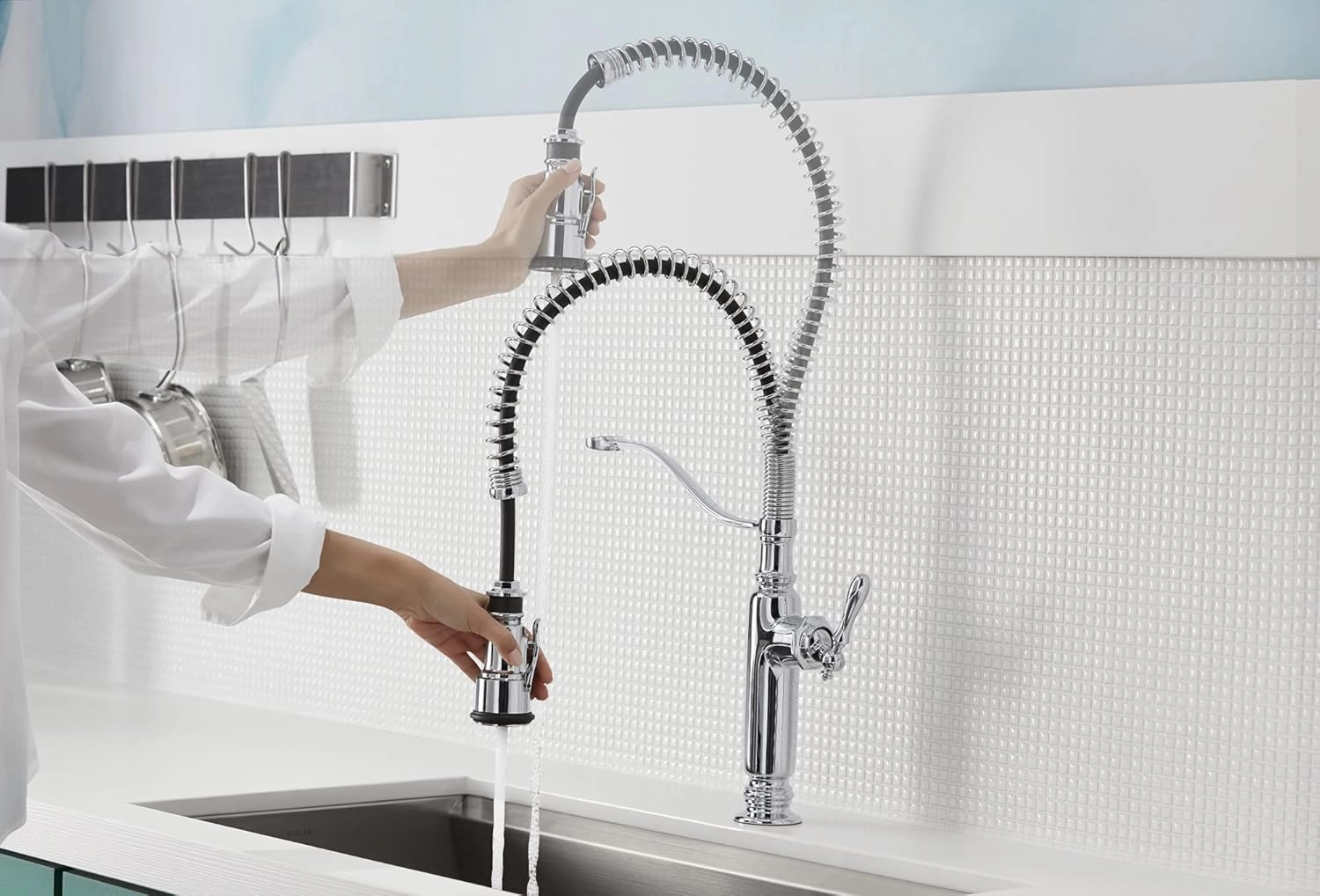KOHLER 77515-BL Tournant Semi-Professional Pull-Down Kitchen Sink Faucet, Commercial Kitchen Faucet with Pull Down Sprayer, Matte Black