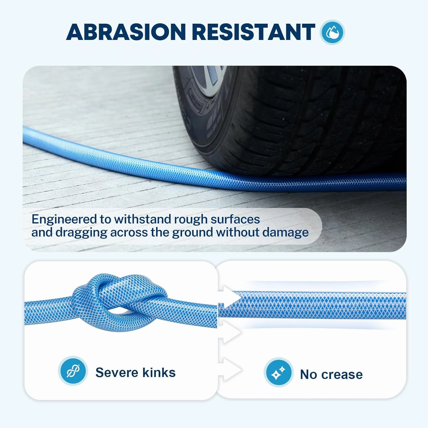 Kohree 35FT Upgraded RV Water Hose, 5/8" Premium Drinking Water Hose for Camper, Leak Free, No Kink, Flexible Garden Hose 35 ft with Storage Bag, Reinforced PVC Design w/Strain Relief Ends - Blue