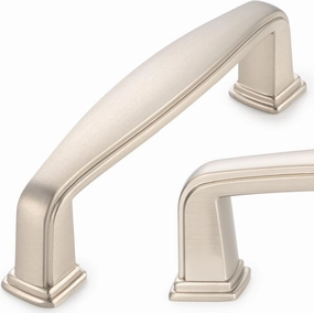 KOOFIZO Square Foot Cabinet Arch Pull - Brushed Nickel Furniture Handle, 3 Inch Screw Spacing, 10-Pack for Kitchen Cupboard, Bedroom Dresser, Bathroom Hardware