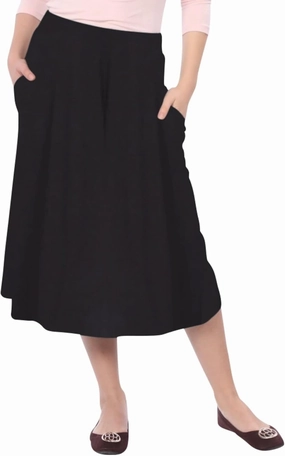 Kosher Casual Women’s Modest Lightweight Mid-Calf A-Line Skirt with On Seam Pockets