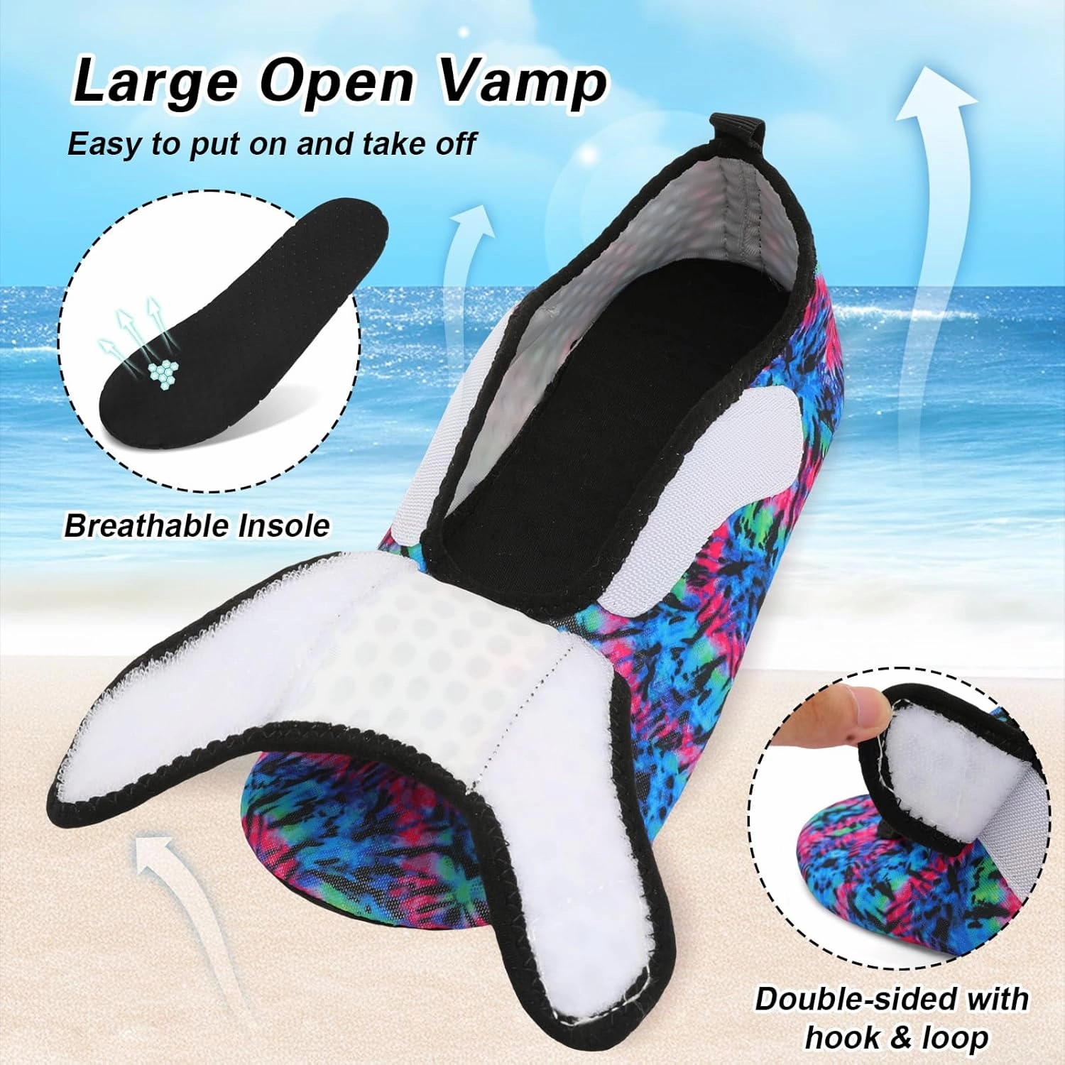 L-RUN Womens Mens Water Shoes Wide Toe Barefoot Swim Shoes for Beach Pool Sand Yoga Quick Dry Adluts Aqua Sock Non Slip