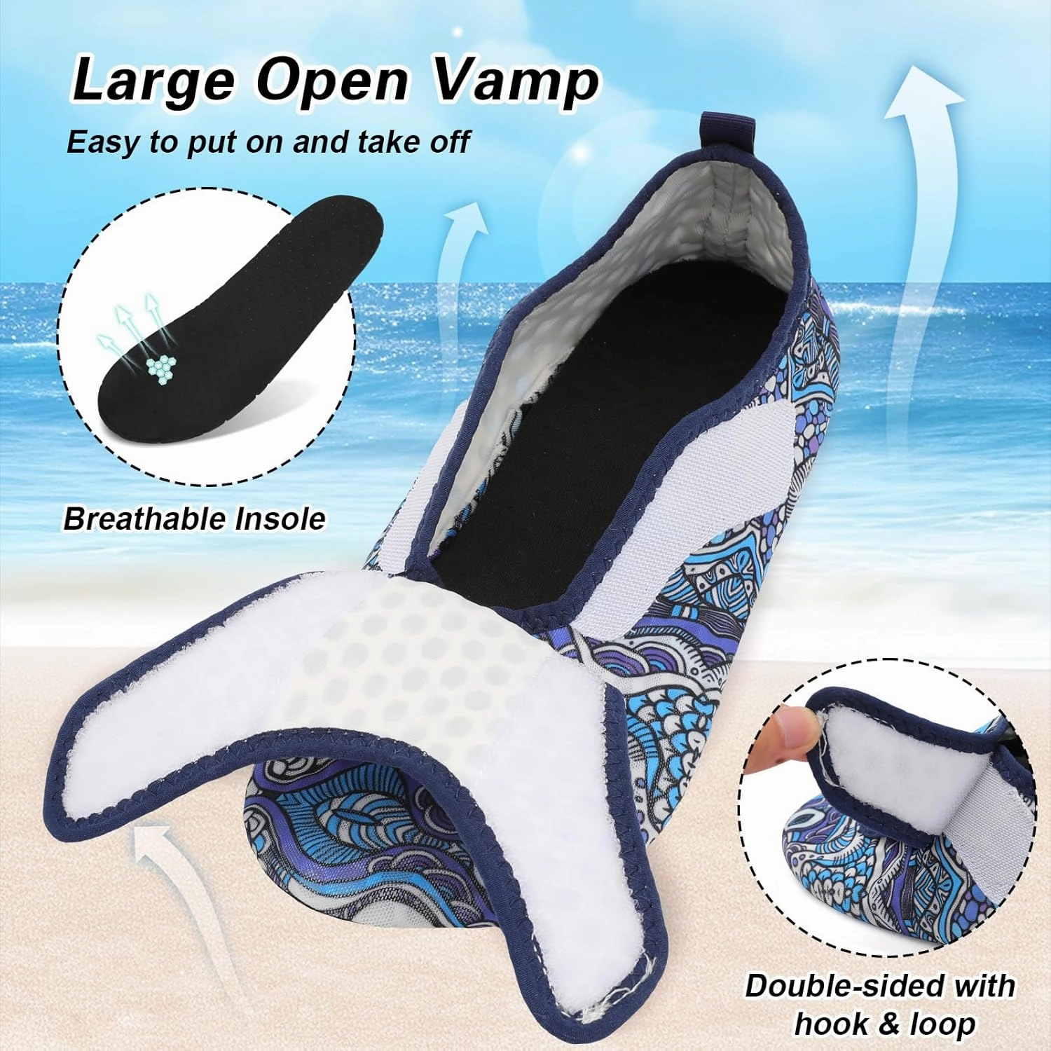L-RUN Womens Mens Water Shoes Wide Toe Barefoot Swim Shoes for Beach Pool Sand Yoga Quick Dry Adluts Aqua Sock Non Slip