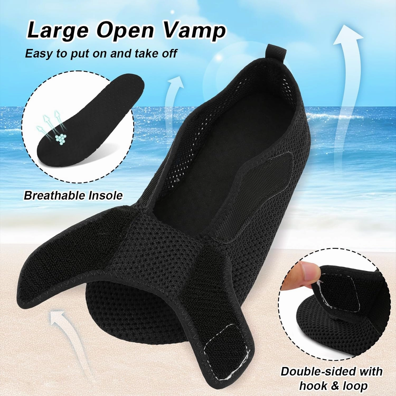 L-RUN Womens Mens Water Shoes Wide Toe Barefoot Swim Shoes for Beach Pool Sand Yoga Quick Dry Adluts Aqua Sock Non Slip