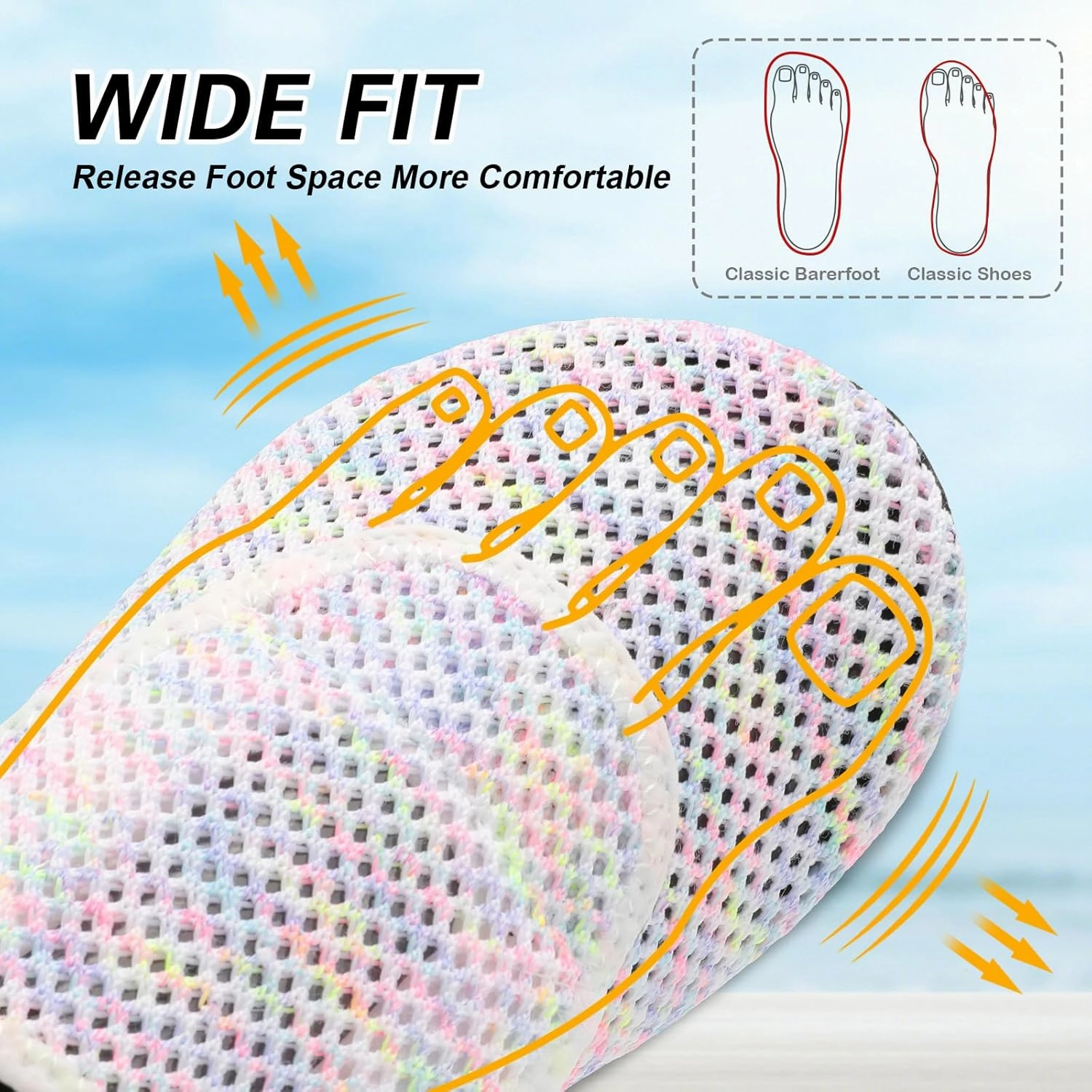 L-RUN Womens Mens Water Shoes Wide Toe Barefoot Swim Shoes for Beach Pool Sand Yoga Quick Dry Adluts Aqua Sock Non Slip
