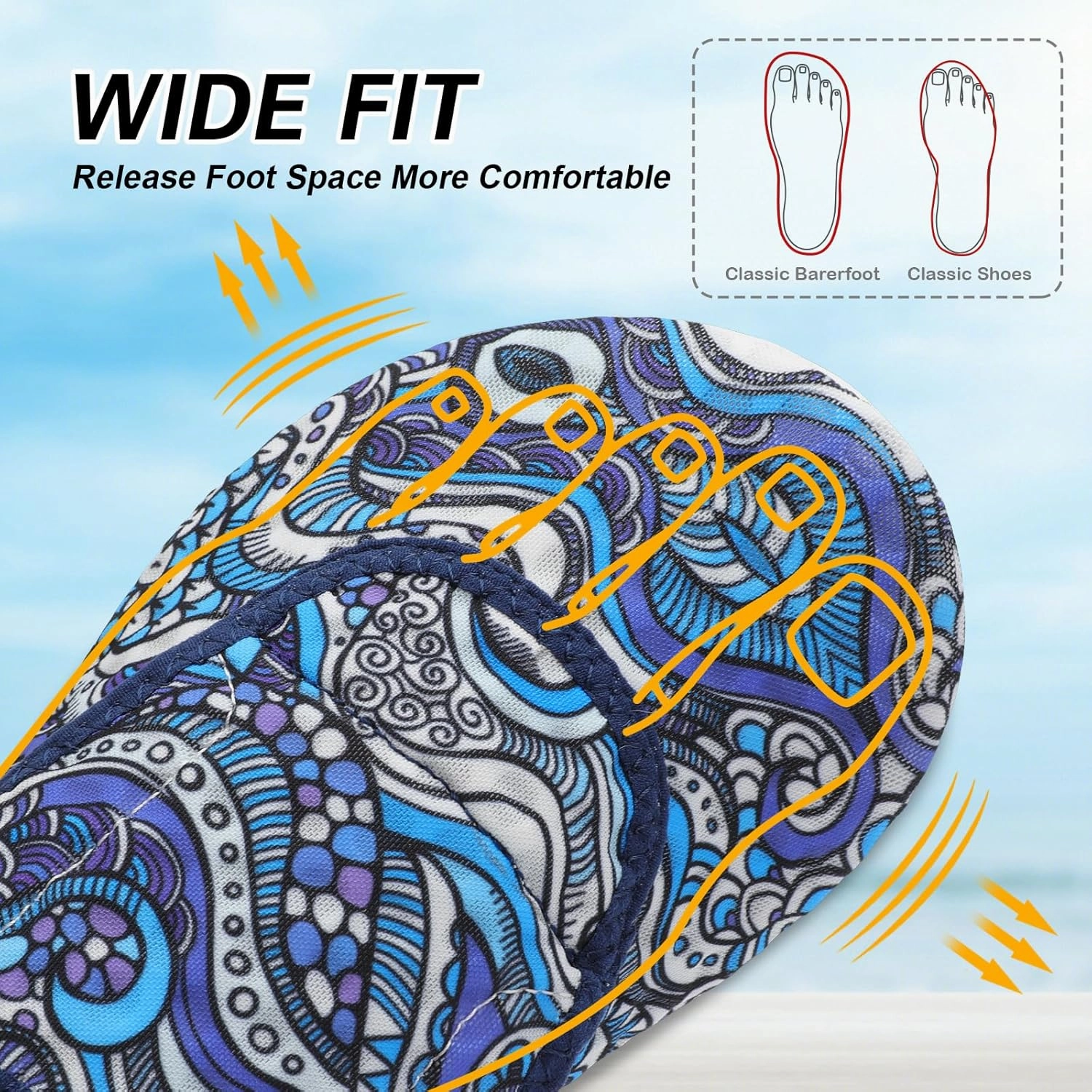 L-RUN Womens Mens Water Shoes Wide Toe Barefoot Swim Shoes for Beach Pool Sand Yoga Quick Dry Adluts Aqua Sock Non Slip
