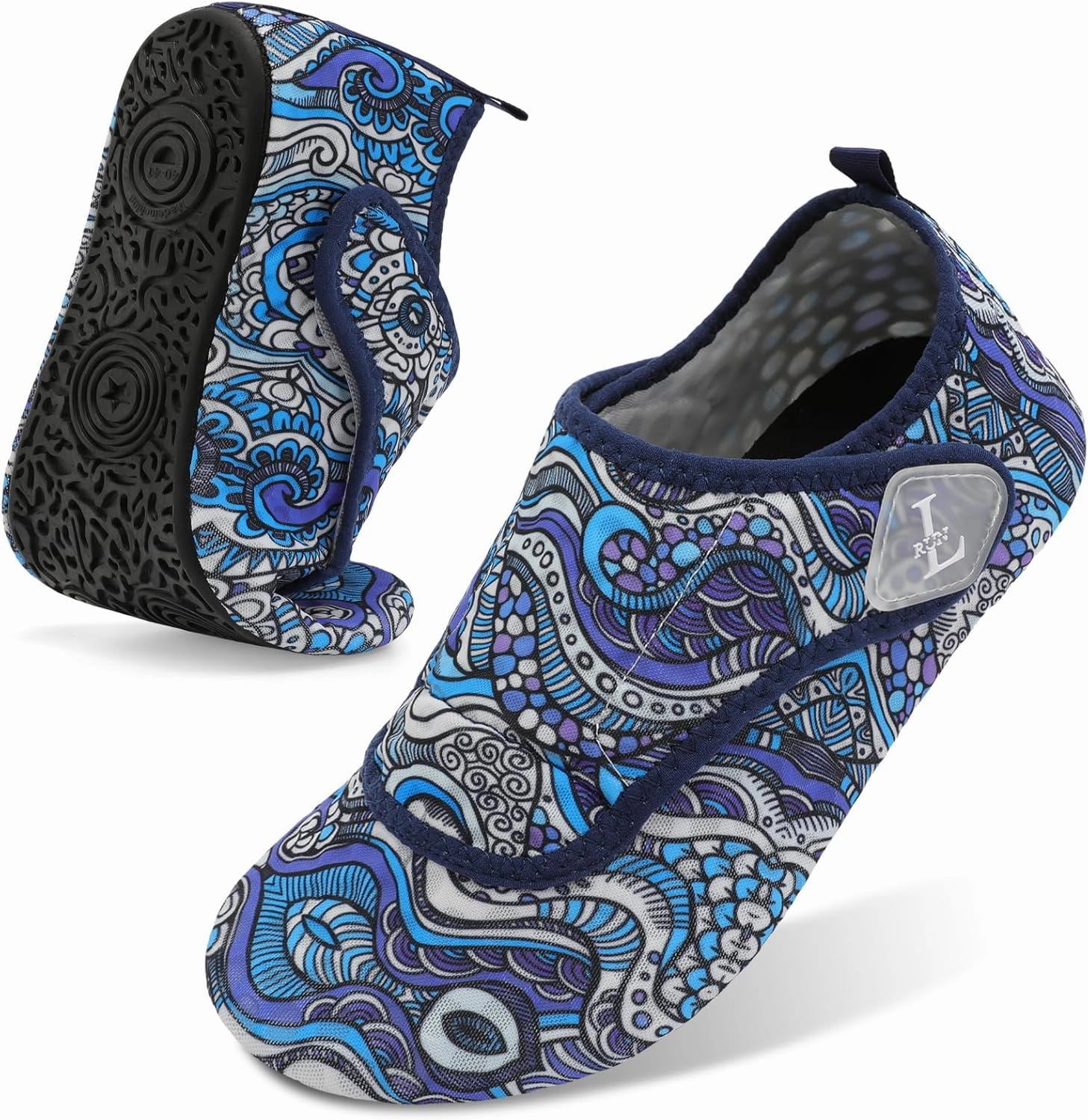 L-RUN Womens Mens Water Shoes Wide Toe Barefoot Swim Shoes for Beach Pool Sand Yoga Quick Dry Adluts Aqua Sock Non Slip