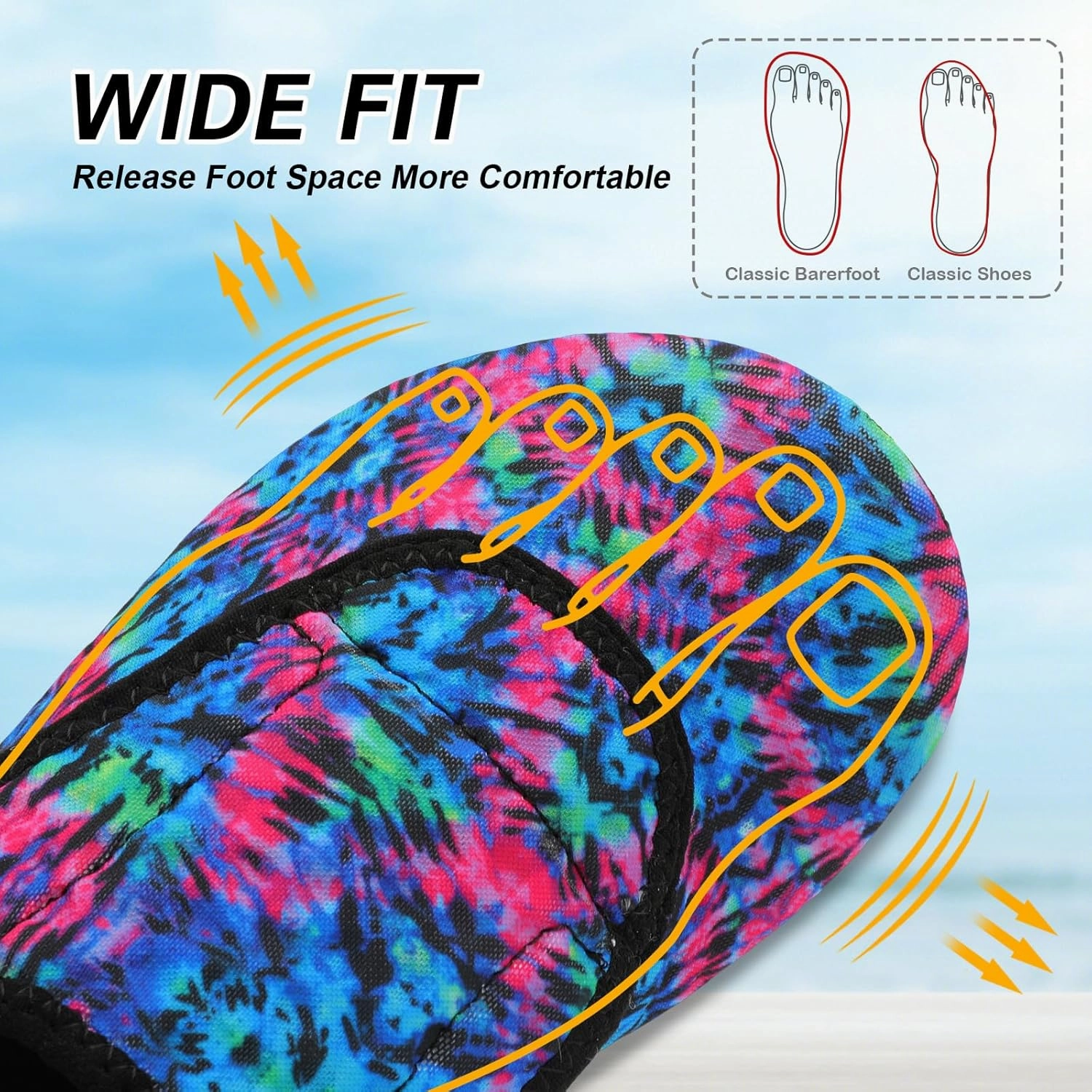 L-RUN Womens Mens Water Shoes Wide Toe Barefoot Swim Shoes for Beach Pool Sand Yoga Quick Dry Adluts Aqua Sock Non Slip