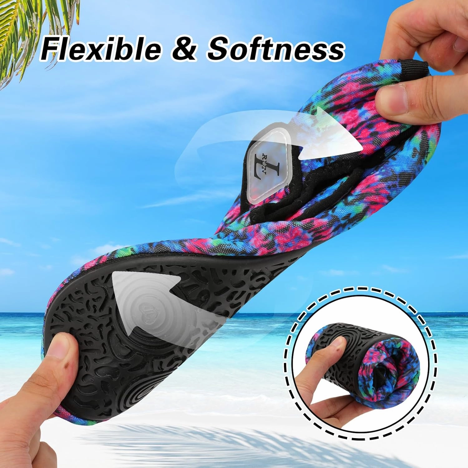 L-RUN Womens Mens Water Shoes Wide Toe Barefoot Swim Shoes for Beach Pool Sand Yoga Quick Dry Adluts Aqua Sock Non Slip
