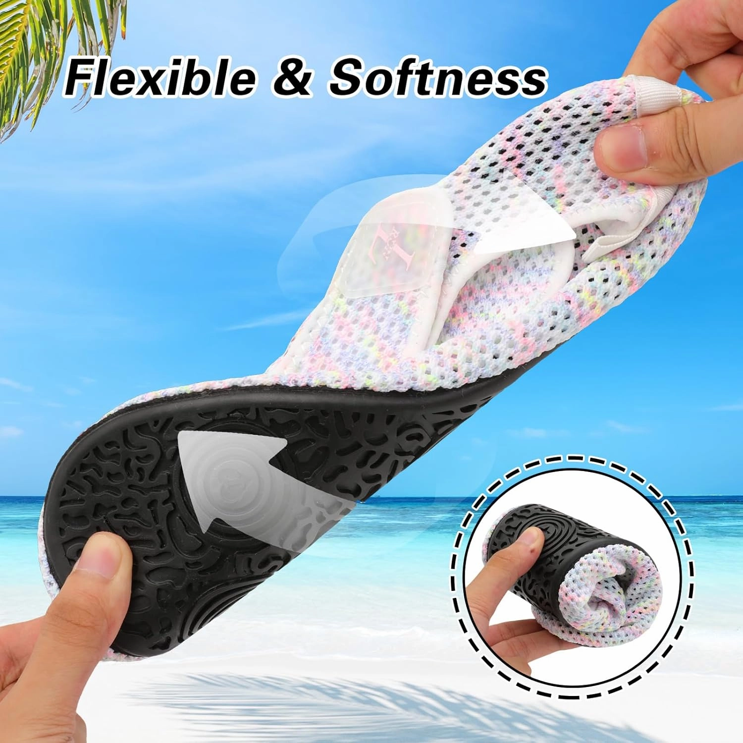 L-RUN Womens Mens Water Shoes Wide Toe Barefoot Swim Shoes for Beach Pool Sand Yoga Quick Dry Adluts Aqua Sock Non Slip