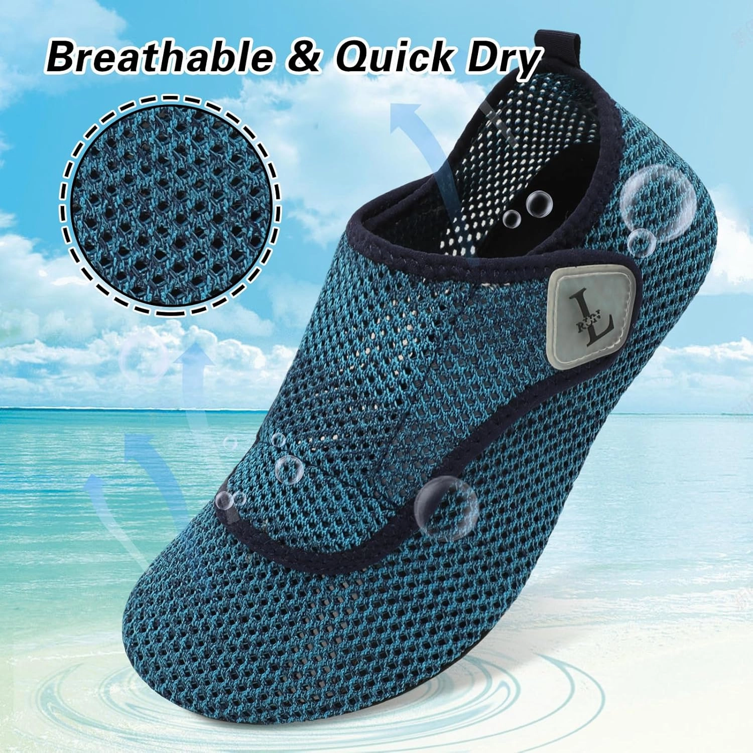 L-RUN Womens Mens Water Shoes Wide Toe Barefoot Swim Shoes for Beach Pool Sand Yoga Quick Dry Adluts Aqua Sock Non Slip