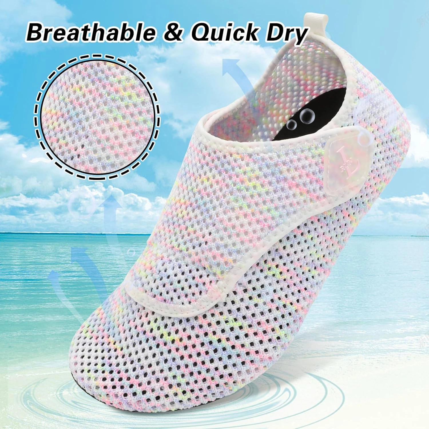 L-RUN Womens Mens Water Shoes Wide Toe Barefoot Swim Shoes for Beach Pool Sand Yoga Quick Dry Adluts Aqua Sock Non Slip