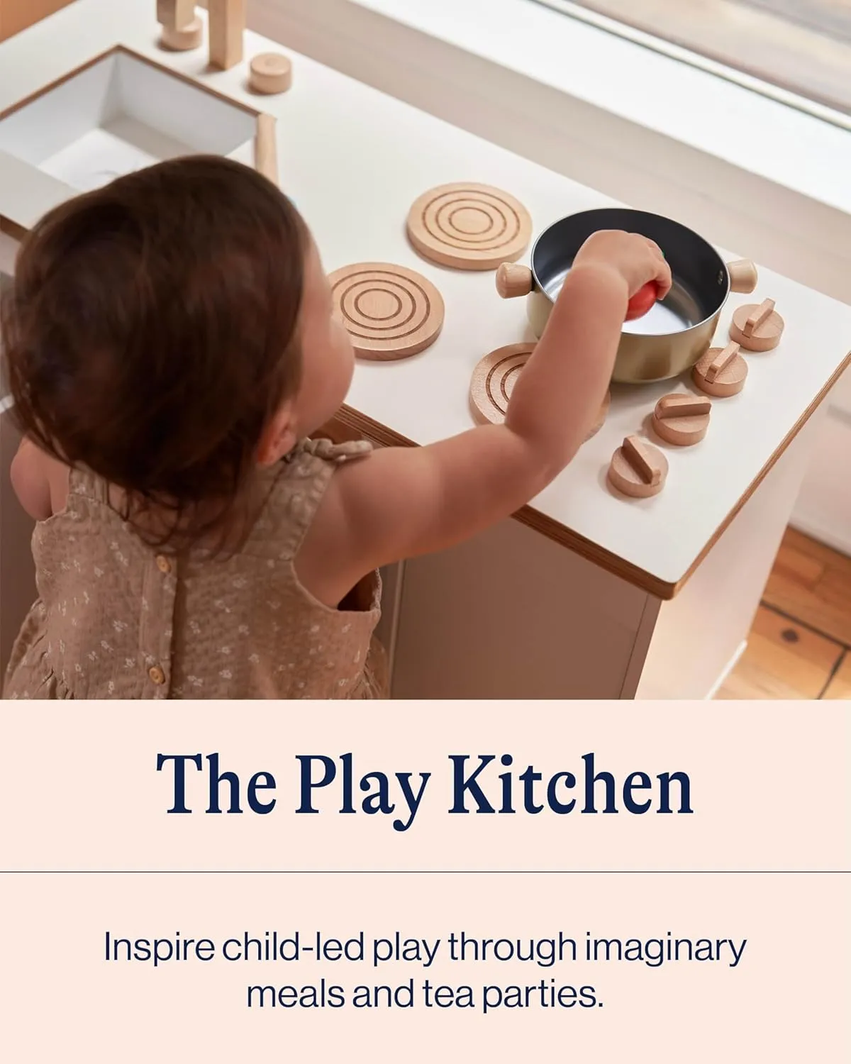 Lalo The Play Kitchen - Tool-Free Assembly, Toddler Kitchen Playset with Interactive Knobs & Doors, Safe for Kids 3 , Promotes Open-Ended Play, Wooden Play Kitchen, Made from Birch Wood - Sage