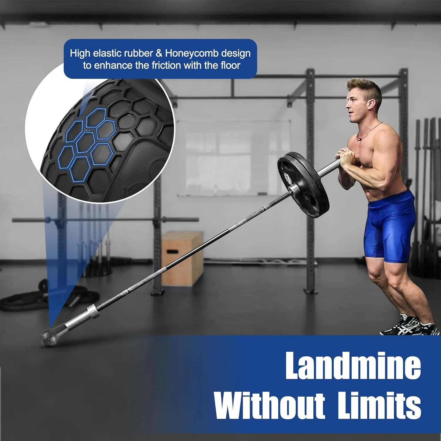 Landmine Attachment for Barbell, T Bar Row Attachment Fits 2 Inch Olympic Bars,Barbell Landmine Attachment for Press, Row, Spin, Split Squats