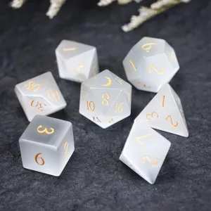 LANGWEI Role Playing Dice Pretty Ivory White Opal DND Dice Set, Dungeons and Dragons Polyhedral Dice Set for Table Games, TRPG, Creative Gifts