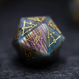 LANGWEI Role Playing Dice Pretty Natural Labradorite DND Dice Set, Dungeons and Dragons Polyhedral Dice Set for Table Games, TRPG, Creative Gifts,D20