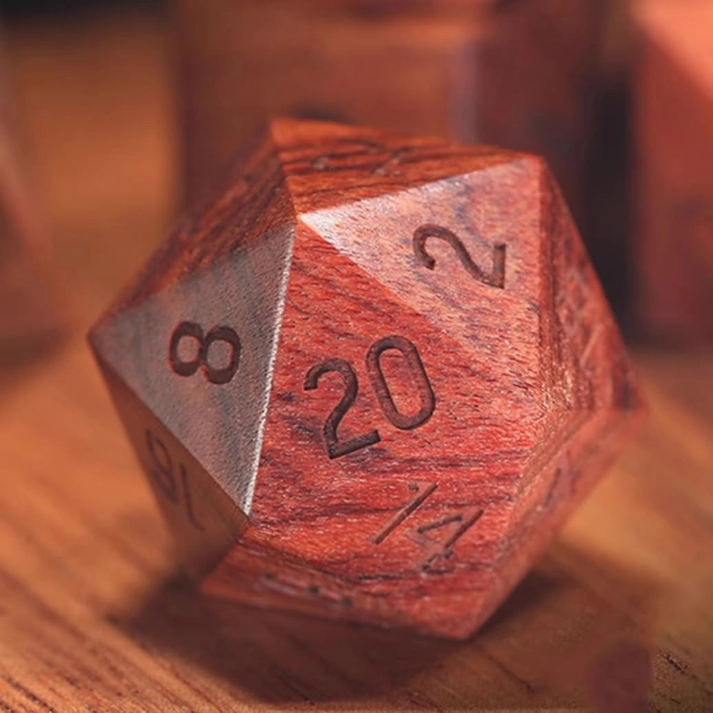 LANGWEI Role Playing Dice, Pretty Natural Solid Wood DND Dice Set, Dungeons and Dragons Polyhedral Dice Set for Table Games, TRPG, Creative Gifts,D20
