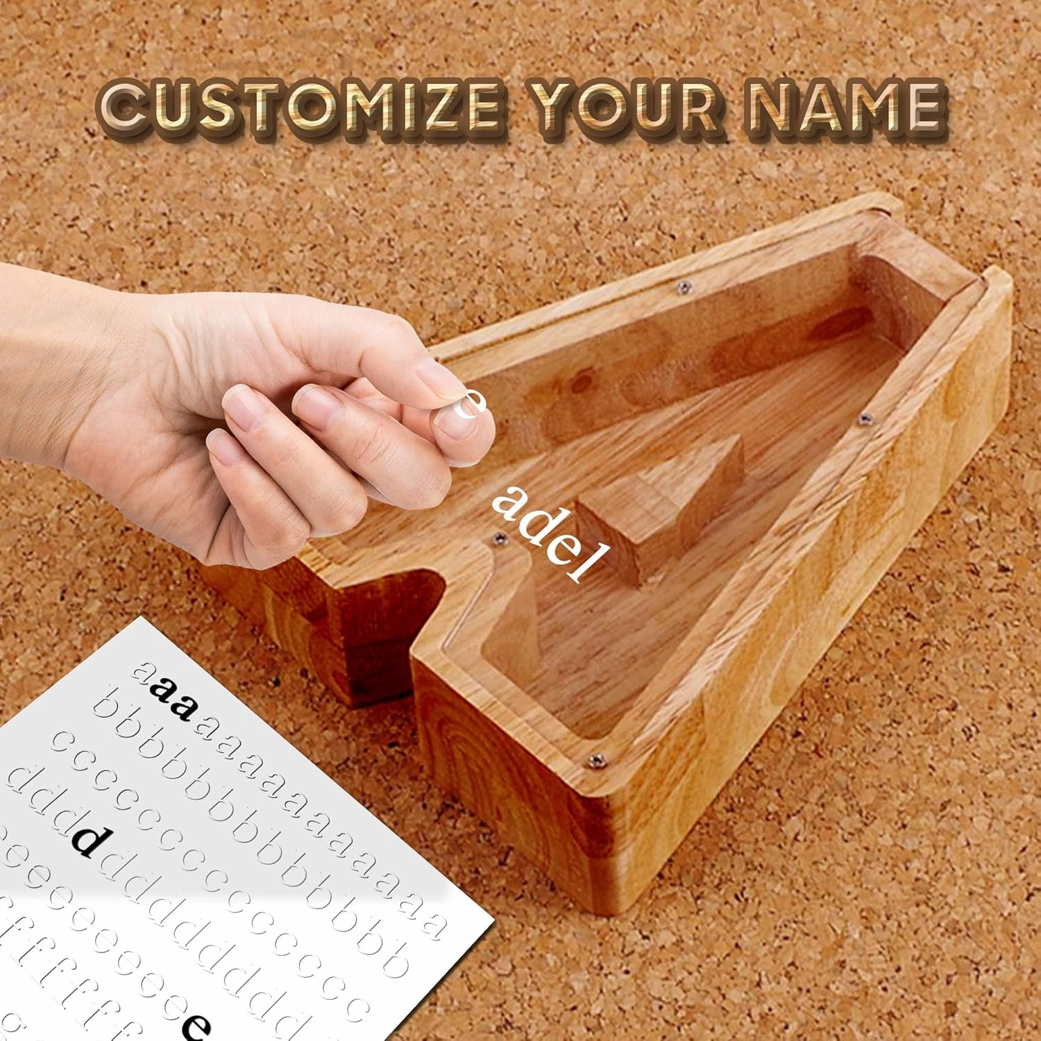 Large Wooden Letter Piggy Bank for Kids Boys Girls Adults Personalized Piggy-Bank from A to Z Alphabet DIY Your Custom Name Letter Coin Bank, Perfect for Gift and Home, Comes with Letter Stickers