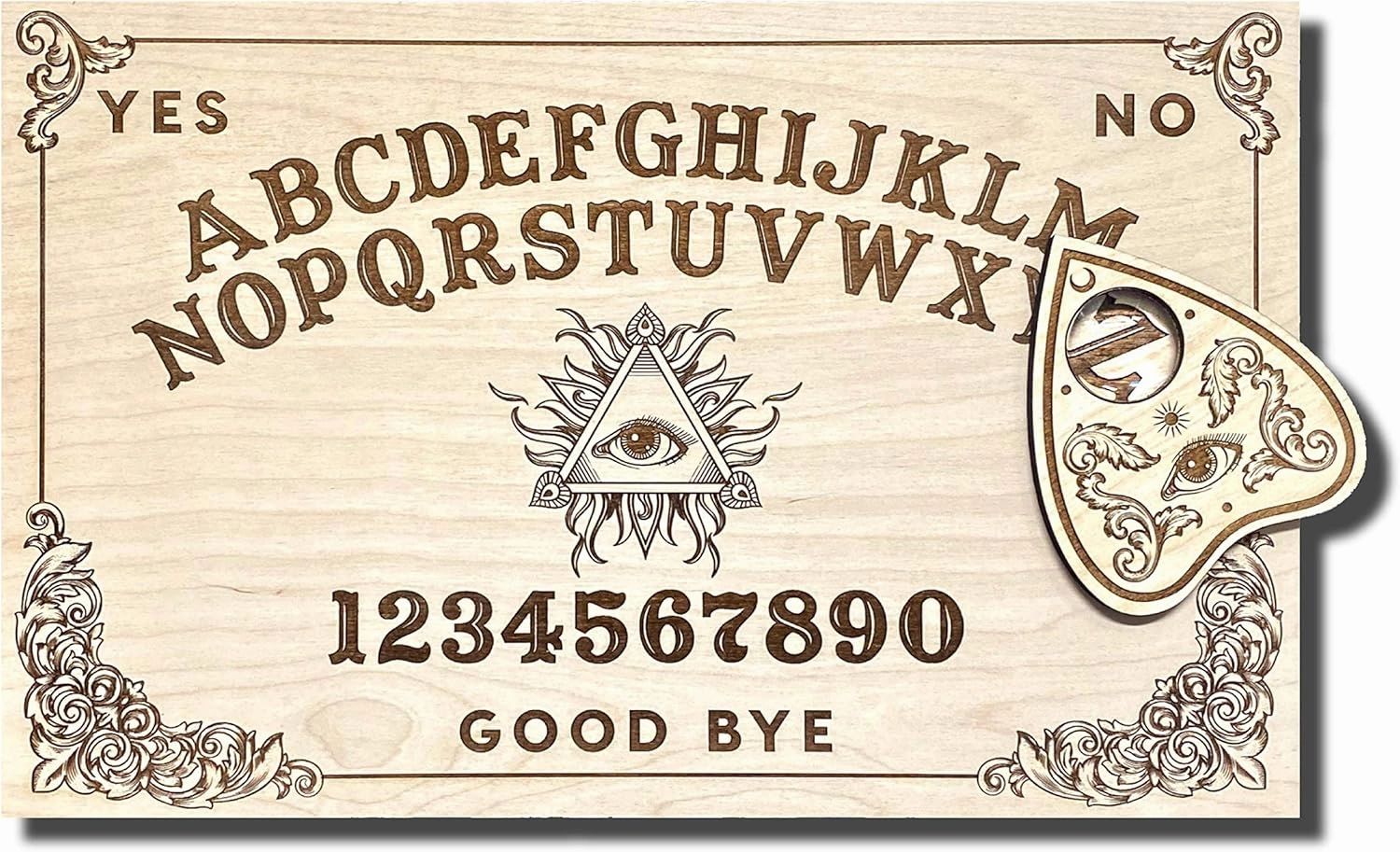 Large Wooden Spirit Board -Handmade Talking Spirit Board with Wooden Planchette - Handmade Wooden Premium Quality Talking Board (Large All Seeing Eye Board)