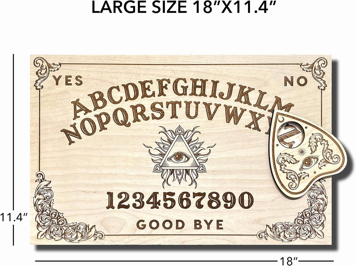 Large Wooden Spirit Board -Handmade Talking Spirit Board with Wooden Planchette - Handmade Wooden Premium Quality Talking Board (Large All Seeing Eye Board)