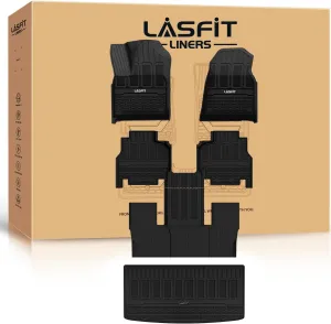 LASFIT Floor Mats & Trunk Mat for Jeep Wagoneer 2022-2025 7-Seat (NOT for 8-Seat) All Weather Custom Fit Car Floor Liners Black