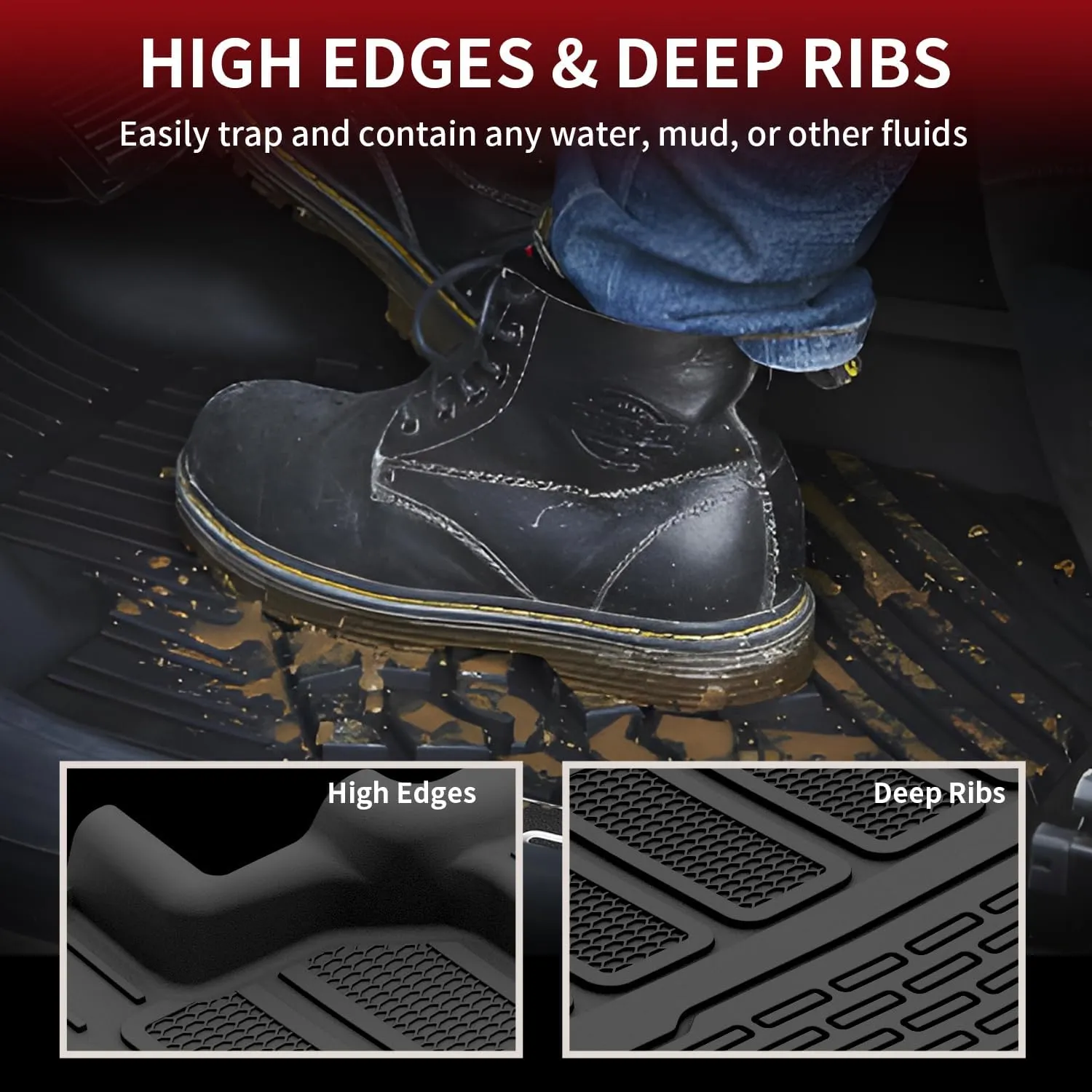 LASFIT Floor Mats & Trunk Mat for Jeep Wagoneer 2022-2025 7-Seat (NOT for 8-Seat) All Weather Custom Fit Car Floor Liners Black