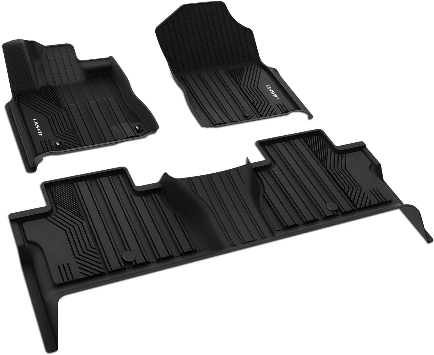 LASFIT Floor Mats for Toyota Tundra 2014-2021 CrewMax Cab, All Weather Custom Fit Floor Liner for Tundra SR5/TRD/Limited TPE Mats Front&Rear 2 Row Car Mats, Black