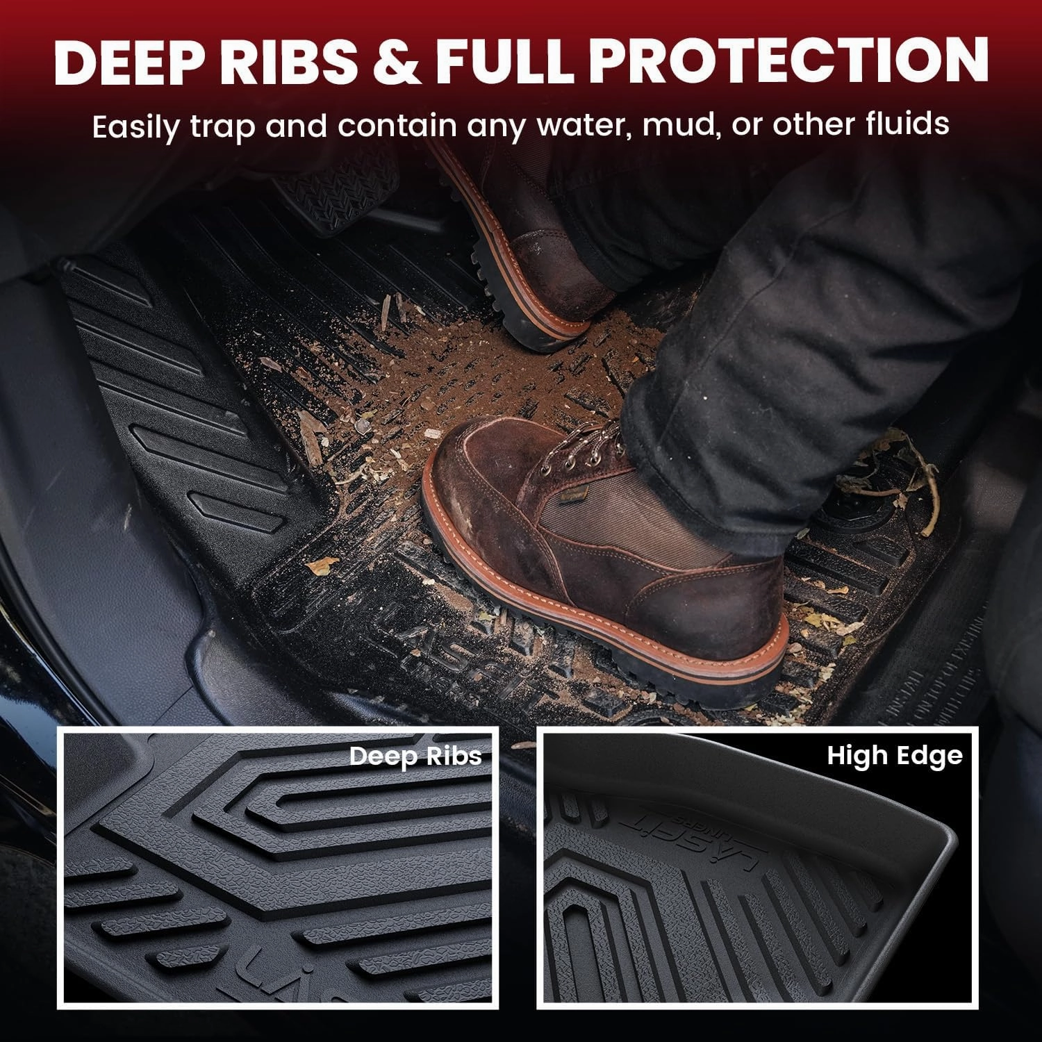 LASFIT Floor Mats & Cargo Mat Fit for Mazda CX30 2025 2024 2023 2022 2021 2020, Custom Fit TPE All Weather Car Mats Floor Liners & Trunk Mat Full Set Floor Mats for Mazda CX-30 2020-2025, Black