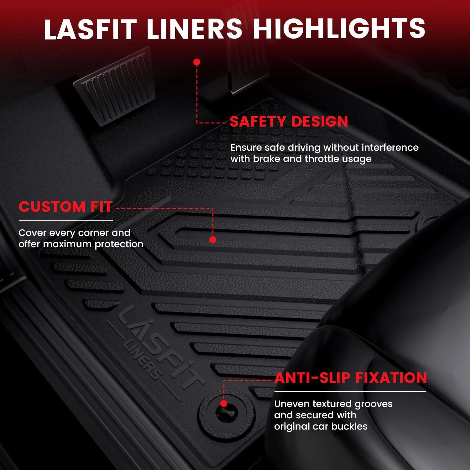 LASFIT Floor Mats & Cargo Mat Fit for Mazda CX30 2025 2024 2023 2022 2021 2020, Custom Fit TPE All Weather Car Mats Floor Liners & Trunk Mat Full Set Floor Mats for Mazda CX-30 2020-2025, Black