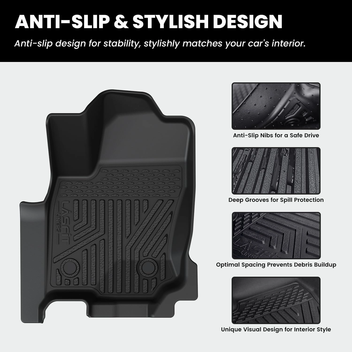 LASFIT Floor Mats&Trunk Mat with Backrest Mat for Toyota 4Runner 2025(Only Fit 7 Seats), All Weather TPE Custom Fit Floor Liner for 4Runner SR5/TRD/Limited 6th gen Front&Rear 4 Runner Car Mats, Black