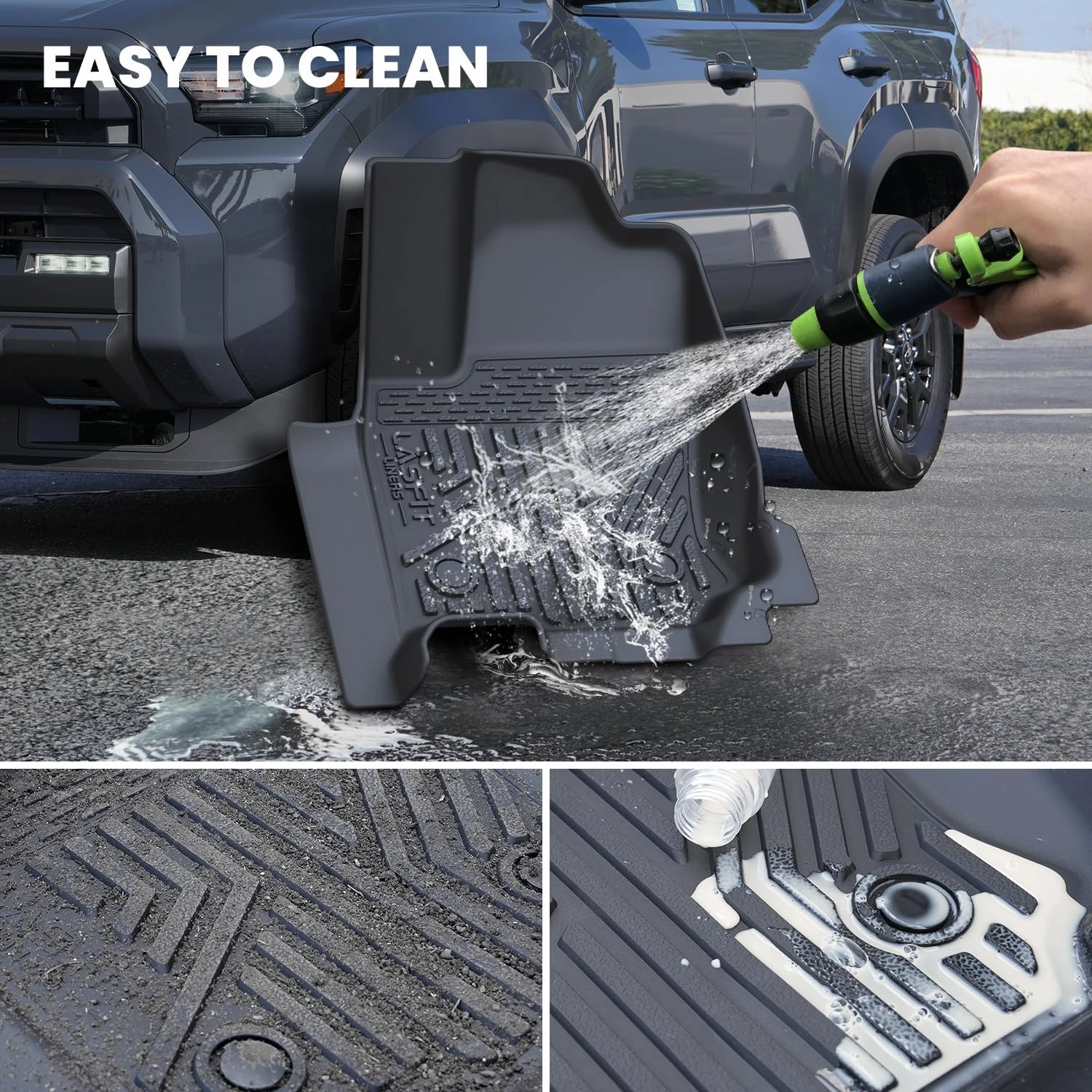 LASFIT Floor Mats&Trunk Mat with Backrest Mat for Toyota 4Runner 2025(Only Fit 7 Seats), All Weather TPE Custom Fit Floor Liner for 4Runner SR5/TRD/Limited 6th gen Front&Rear 4 Runner Car Mats, Black